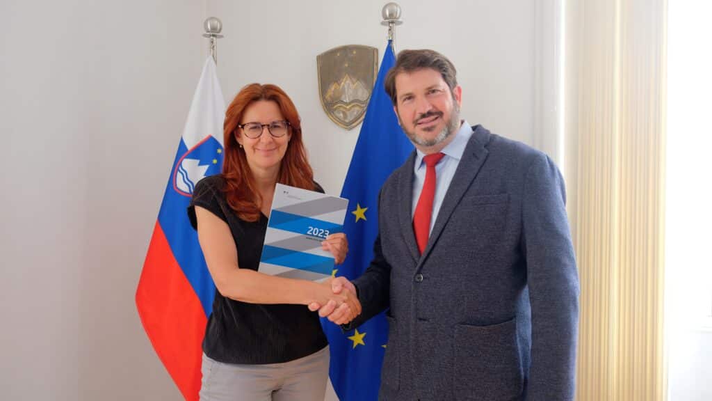 Ministrica za pravosodje Andreja Katič in zagovornik Miha Lobnik.